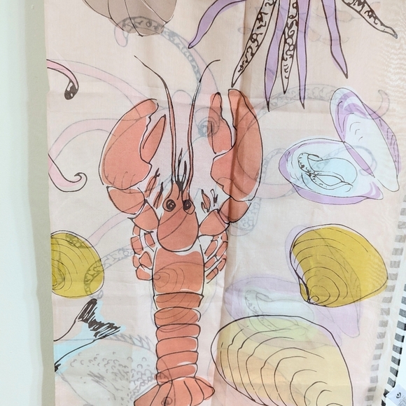 New FRAAS - The Scarf Company - Graphic Sea Critter Cotton Silk Square 40"x40" - Picture 3 of 6